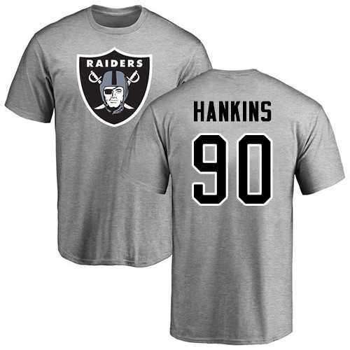 Men Oakland Raiders Ash Johnathan Hankins Name and Number Logo NFL Football #90 T Shirt->nfl t-shirts->Sports Accessory